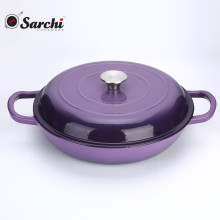 purple enamel cast iron oval casserole shallow